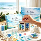 2026 Sea Glass Gnome Christmas Advent Calendar, 24 PCs 2D Flat Acrylic Gnome Christmas Tree Ornaments, Coastal Ocean Themed 24 Day Holiday Countdown Calendar, Beach Decor Gifts (Ocean Magic)