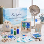 2026 Sea Glass Gnome Christmas Advent Calendar, 24 PCs 2D Flat Acrylic Gnome Christmas Tree Ornaments, Coastal Ocean Themed 24 Day Holiday Countdown Calendar, Beach Decor Gifts (Ocean Magic)