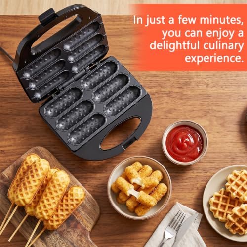 Corn Dog Waffle Maker with Non-stick Coating Plate,Make 6 Corn Dogs
