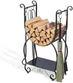 Fireplace Wood Holder with 4 Tools Set Heavy Duty Metal Log Rack