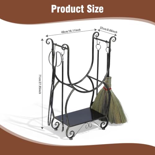 Fireplace Wood Holder with 4 Tools Set Heavy Duty Metal Log Rack