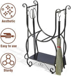 Fireplace Wood Holder with 4 Tools Set Heavy Duty Metal Log Rack