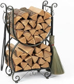 Fireplace Wood Holder with 4 Tools Set Heavy Duty Metal Log Rack