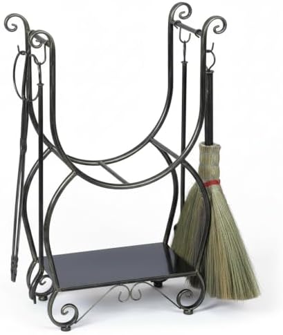 Fireplace Wood Holder with 4 Tools Set Heavy Duty Metal Log Rack