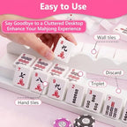 Gugxiom 4PCS 17" Wooden Scalloped Mahjong Racks with Magnetic Pushers（White）