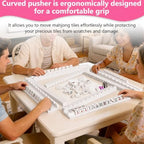 Gugxiom 4PCS 17" Wooden Scalloped Mahjong Racks with Magnetic Pushers（White）