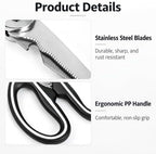 Heavy Duty Kitchen Scissors, Stainless Steel Multipurpose Kitchen Shears with Can Opener and Fish Scaler, Sharp Poultry Shears and Food Scissors for Meat, Chicken, Fish, Seafood, Vegetables and Herbs