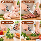 Heavy Duty Kitchen Scissors, Stainless Steel Multipurpose Kitchen Shears with Can Opener and Fish Scaler, Sharp Poultry Shears and Food Scissors for Meat, Chicken, Fish, Seafood, Vegetables and Herbs