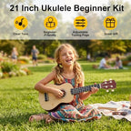 Gugxiom 21 Inch Ukulele Beginner Kit, Christmas Birthday Holiday Gift（Wood）