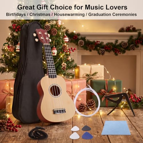 Gugxiom 21 Inch Ukulele Beginner Kit, Christmas Birthday Holiday Gift（Wood）
