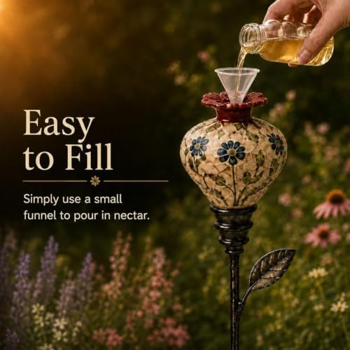 Rustproof Vintage Ceramic Hummingbird Feeder Garden Stake