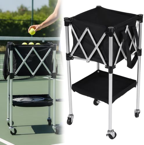 Portable Pickleball Baseball Hopper Basket Foldable Tennis &