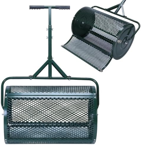 Generic 23.6 Inch Compost Spreader Heavy Duty Iron Mesh Basket for Lawn