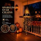 Hanging Witch Hats with Lights, Glowing Halloween Witch Hat with Cascading