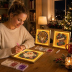 DIY Christmas Pearl Diamond Painting Art Kit with Frame & Light, Christmas Pearl Beads Art Craft for Adults Beginners, Gemstone Diamond Dots Beads Painting for Home Wall Decor (Santa, 12in)