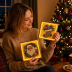 DIY Christmas Pearl Diamond Painting Art Kit with Frame & Light, Christmas Pearl Beads Art Craft for Adults Beginners, Gemstone Diamond Dots Beads Painting for Home Wall Decor (Santa, 12in)