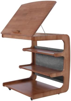 C-Shaped End Table with Wheels Movable 360° TV Tray