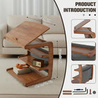 C-Shaped End Table with Wheels Movable 360° TV Tray