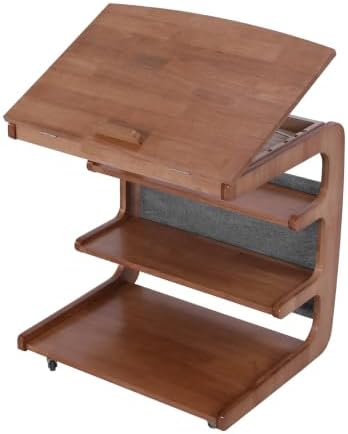 C-Shaped End Table with Wheels Movable 360° TV Tray