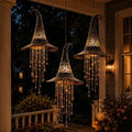Lighted Witch Hat Hanging Chime, Halloween Hanging Witch Hats with Lights