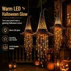 Lighted Witch Hat Hanging Chime, Halloween Hanging Witch Hats with Lights