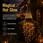 Lighted Witch Hat Hanging Chime, Halloween Hanging Witch Hats with Lights