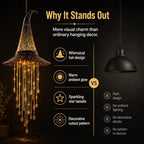 Lighted Witch Hat Hanging Chime, Halloween Hanging Witch Hats with Lights