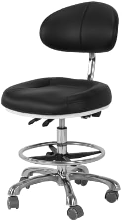 Adjustable Shop Chair with Backrest & Foot Rest for