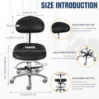 Adjustable Shop Chair with Backrest & Foot Rest for