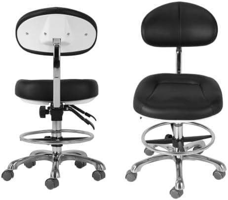 Adjustable Shop Chair with Backrest & Foot Rest for