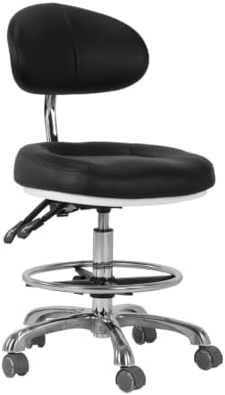 Adjustable Shop Chair with Backrest & Foot Rest for