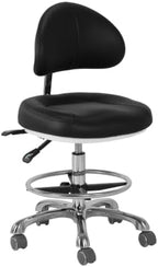 Adjustable Shop Chair with Backrest & Foot Rest for