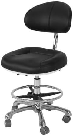 Adjustable Shop Chair with Backrest & Foot Rest for