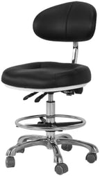 Adjustable Shop Chair with Backrest & Foot Rest for