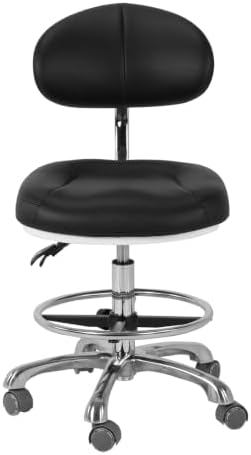 Adjustable Shop Chair with Backrest & Foot Rest for