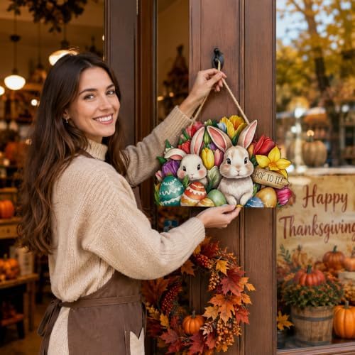24Pcs Interchangeable Welcome Sign for Front Door, 12 Inch Magnetic Wood Hanging Decor with 16 Seasonal Icons, Rustic Farmhouse Door Sign for Every Season Housewarming Gift