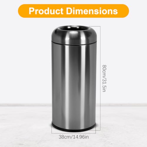 16 Gallon Stainless Steel Garbage Can with Detachable Lid