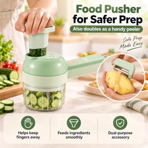 4 in 1 Handheld Electric Vegetable Cutter, Multi Blade Vegetable Chopper
