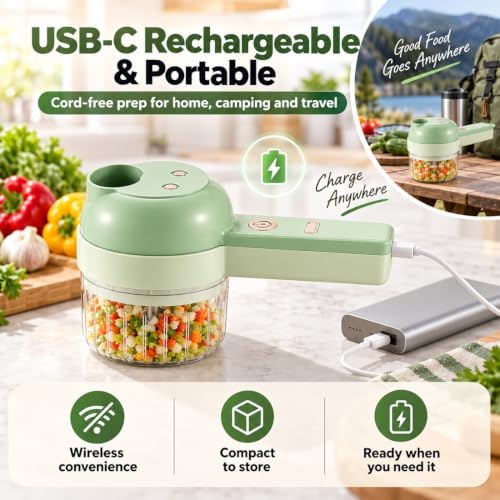 4 in 1 Handheld Electric Vegetable Cutter, Multi Blade Vegetable Chopper