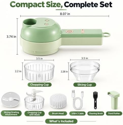 4 in 1 Handheld Electric Vegetable Cutter, Multi Blade Vegetable Chopper