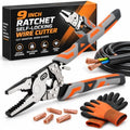 9" Ratchet Self-Locking Wire Cutter, Heavy-Duty Ratchet Lineman's Pliers