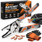 9" Ratchet Self-Locking Wire Cutter, Heavy-Duty Ratchet Lineman's Pliers