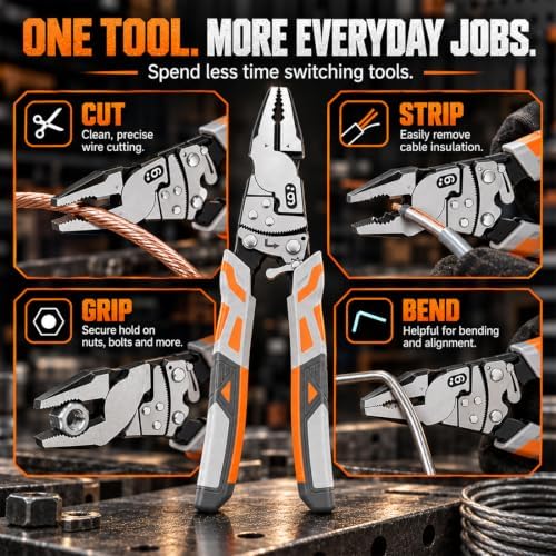 9" Ratchet Self-Locking Wire Cutter, Heavy-Duty Ratchet Lineman's Pliers