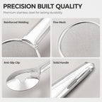 Stainless Steel Strainer Tongs, Food Lifting and Draining Utensil for Frying and Serving Meals in Home Kitchens
