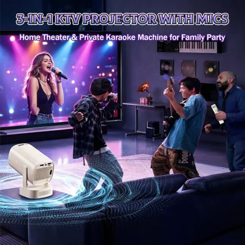 U5 4-in-1 Mini Projector with WiFi and Bluetooth,Games+Karaoke+Speaker