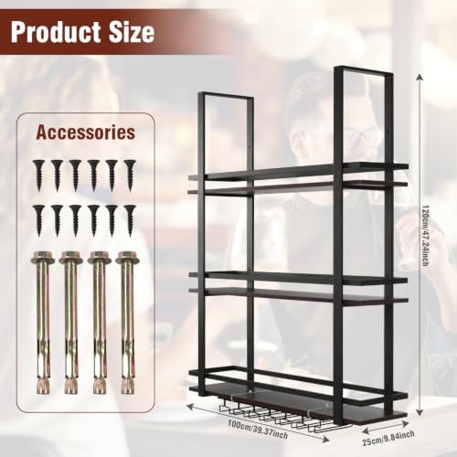 3 Tier Wall Mounted Liquor Bottles Floating Shelves Display Rack