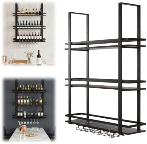 3 Tier Wall Mounted Liquor Bottles Floating Shelves Display Rack