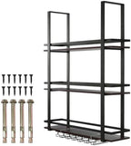 3 Tier Wall Mounted Liquor Bottles Floating Shelves Display Rack