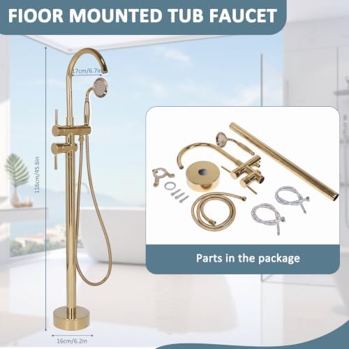 Generic High Flow Freestanding Tub Filler with Hand Sprayer