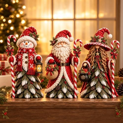 Enchanted Christmas Figurine, Vintage Resin Witch Statue with Cauldorn